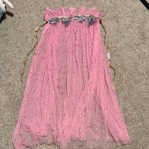 Pink Glittery Kids Princess Cape with Silver and Gold Accents